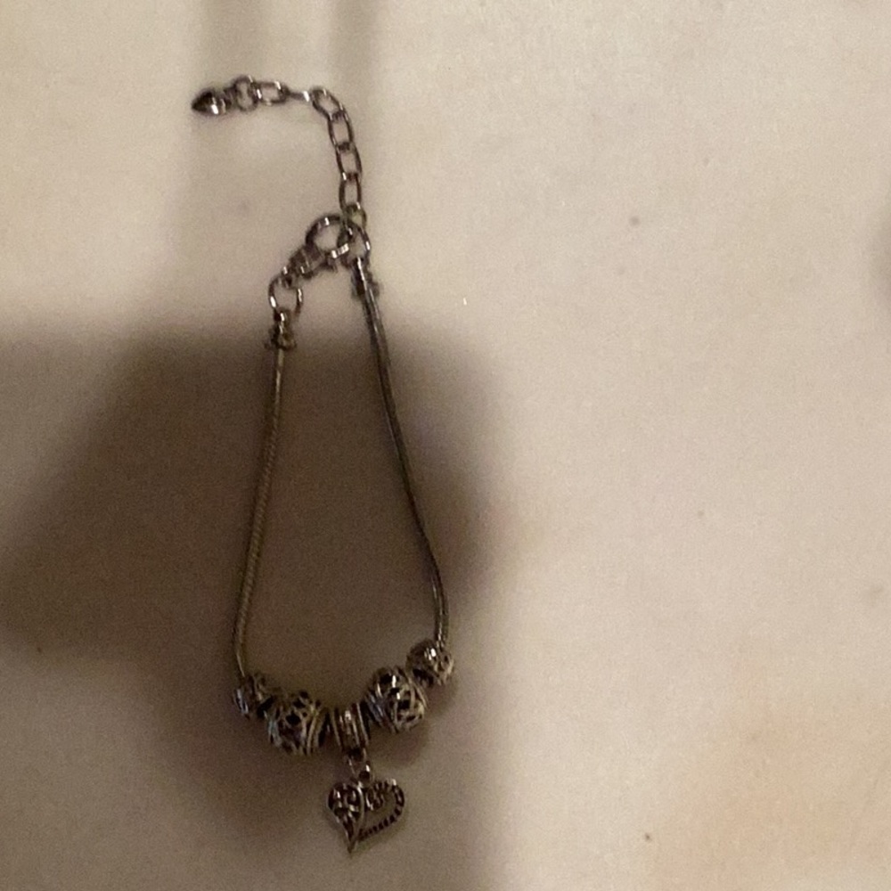 Elegant Silver Heart Charm Bracelet